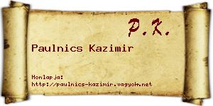 Paulnics Kazimir névjegykártya